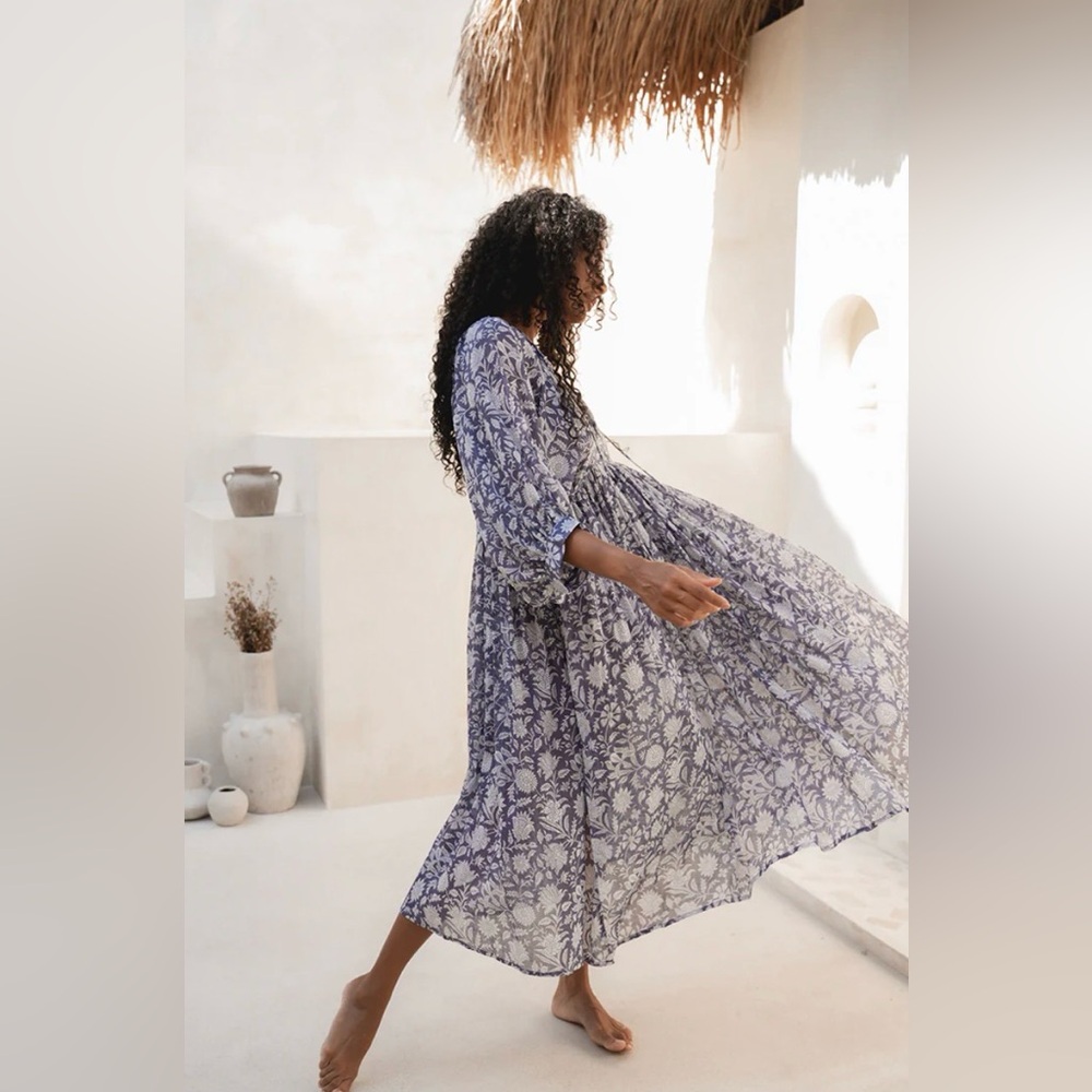 NWT Daughters of India Kyra Midi Dress ~ Blue Iris XXL (12-14) - Picture 13 of 15